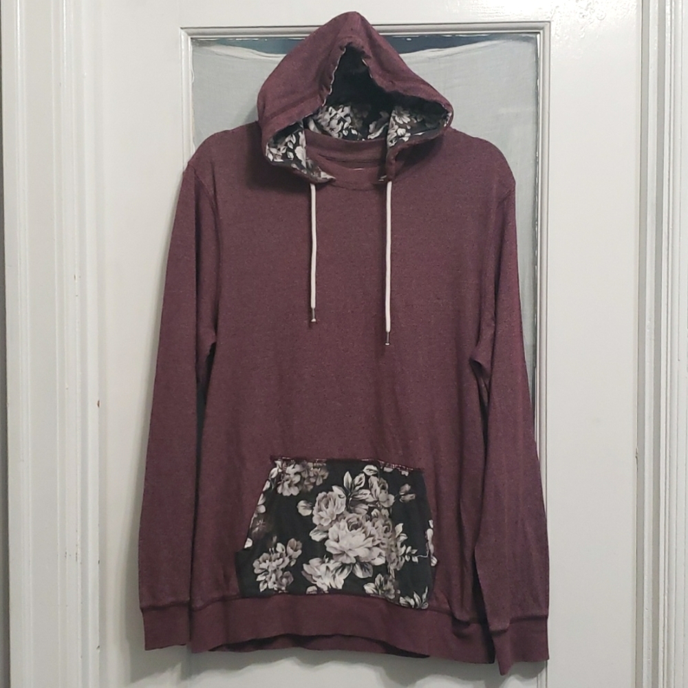 On the Byas Maroon Rose Graphic Hoodie Sweatshirt